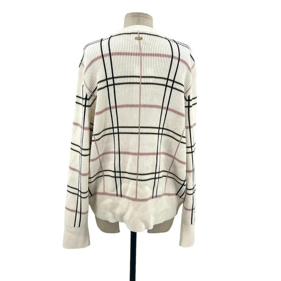 Barbour Rosefiled Knit Wool Blend Sweater In Whisper White Plaid Size US 14 - Picture 4 of 10